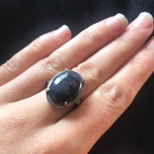 Elegant Silver and Black Stone Ring